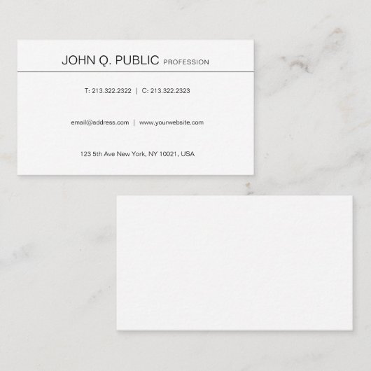 Minimaal modern, stijlvol grafisch ontwerp visitekaartje (Voorkant / Achterkant)