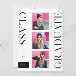 Minimaal modern stijlvol | Multi Photo-Afstuderen Aankondiging