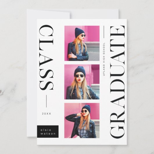 Minimaal modern stijlvol | Multi Photo-Afstuderen Aankondiging (Voorkant)