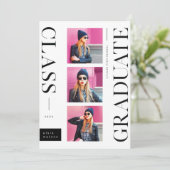 Minimaal modern stijlvol | Multi Photo-Afstuderen Aankondiging (Staand voorkant)