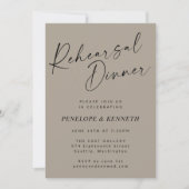 Minimaal Modern Taupe Brown Script repetitie diner Kaart (Voorkant)