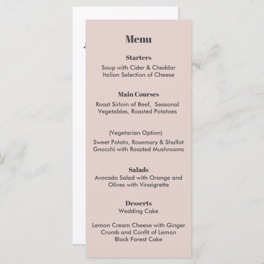 Minimaal modern thema menu (Voorkant / Achterkant)