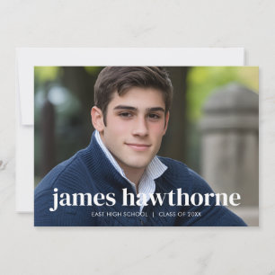 Minimaal Modern Vet Klassiek Foto Afstuderen Aankondiging