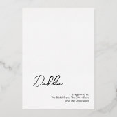 Minimaal modern Vrijgezellenfeest Folie Uitnodiging (Achterkant)