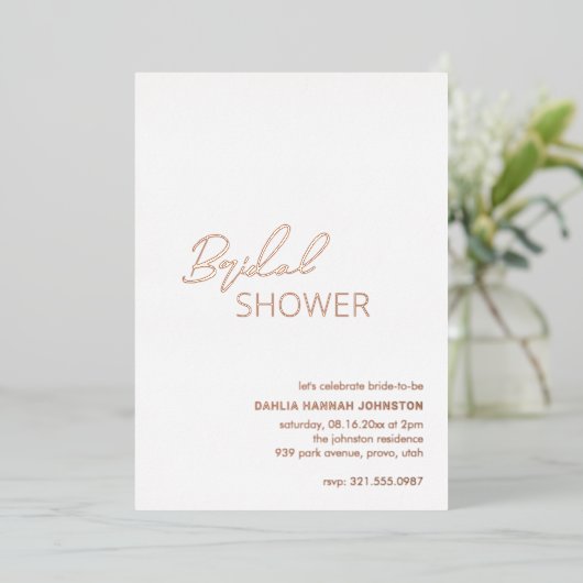 Minimaal modern Vrijgezellenfeest Folie Uitnodiging (Staand Voorkant)