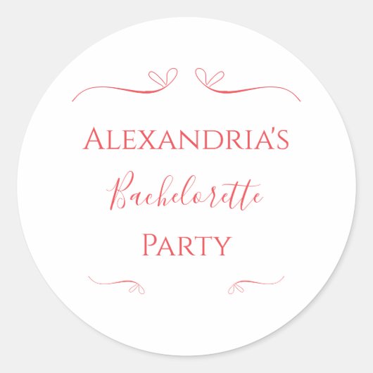 Minimaal modern vrijgezellenfeestje ronde sticker (Voorkant)