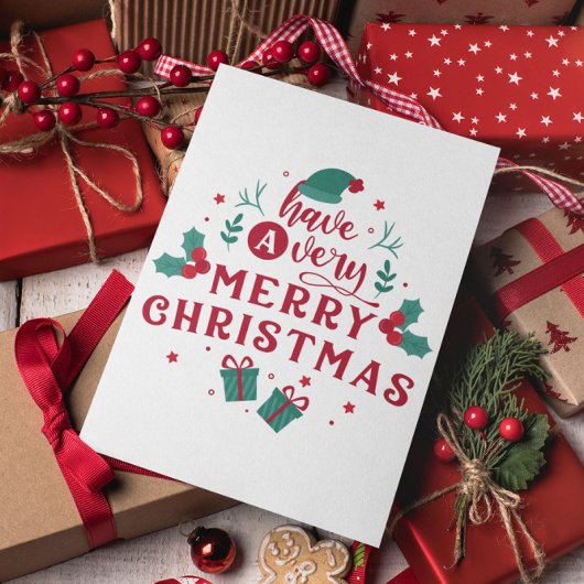 Minimaal Modern Vrolijk Kerstfeest Briefkaart