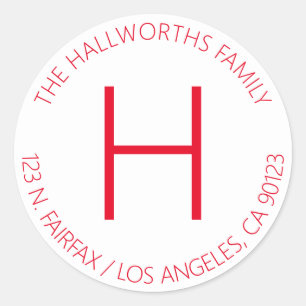 Minimaal modern wit en rood ronde sticker