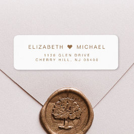 Minimaal Modern Wit Goud Bruiloft Retouradres Etiket