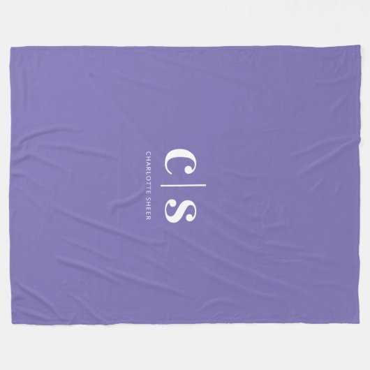 Minimaal modern wit monogram fleece deken (Voorkant (Horizontaal))