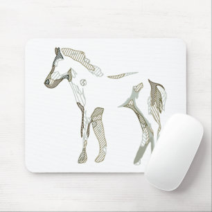 Minimaal & Modern Wit Paard Tekenen Elegant Zacht Muismat