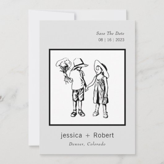 Minimaal Modern Zoet Design Trouwen Save The Date (Voorkant)