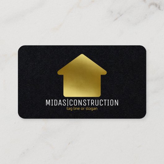 Minimaal modern zwart + gouden constructie hard Pe Visitekaartje (Achterkant)