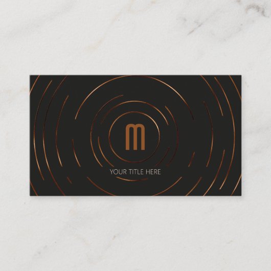 Minimaal modern zwart & koper vers visitekaartje (Voorkant)