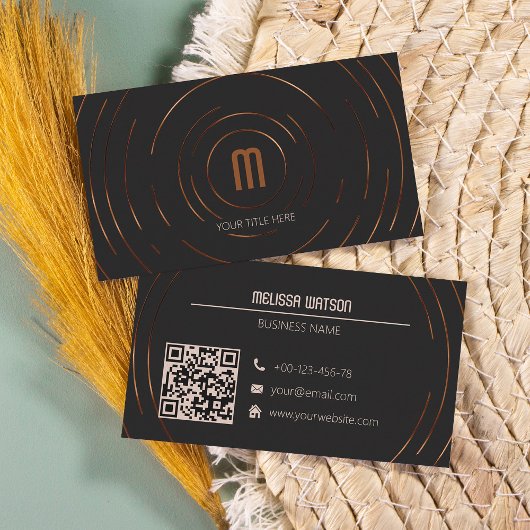 Minimaal modern zwart & koper vers visitekaartje