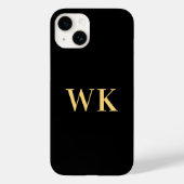 Minimaal modern zwart monogram goud Case-Mate iPhone case (Achterkant)