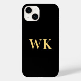 Minimaal modern zwart monogram goud Case-Mate iPhone 14 hoesje
