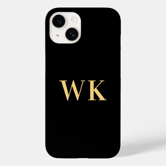 Minimaal modern zwart monogram goud Case-Mate iPhone case (Achterkant)