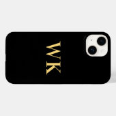 Minimaal modern zwart monogram goud Case-Mate iPhone case (Achterkant (horizontaal))