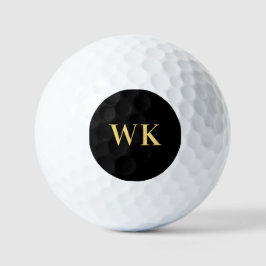 Minimaal modern zwart monogram goud golfballen