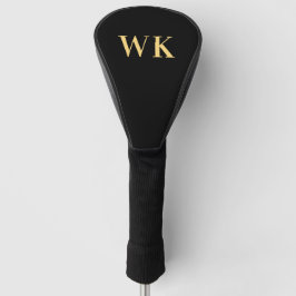 Minimaal modern zwart monogram goud golfheadcover