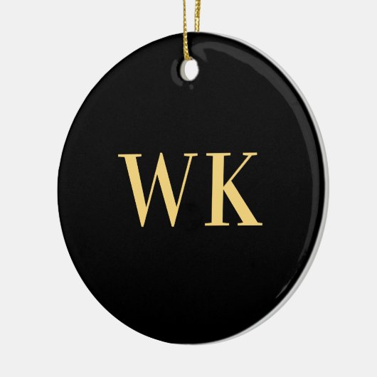 Minimaal modern zwart monogram goud keramisch ornament (Links)