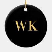 Minimaal modern zwart monogram goud keramisch ornament (Achterkant)