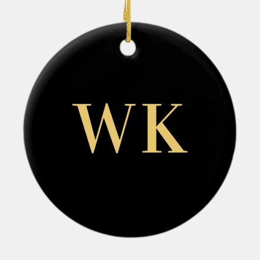 Minimaal modern zwart monogram goud keramisch ornament (Achterkant)