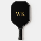 Minimaal modern zwart monogram goud pickleball paddle (Achterkant)