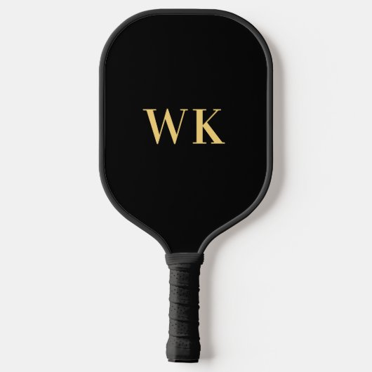 Minimaal modern zwart monogram goud pickleball paddle (Achterkant)