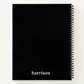 Minimaal modern zwart monogram notitieboek (Achterkant)