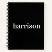 Minimaal modern zwart monogram notitieboek (Voorkant)