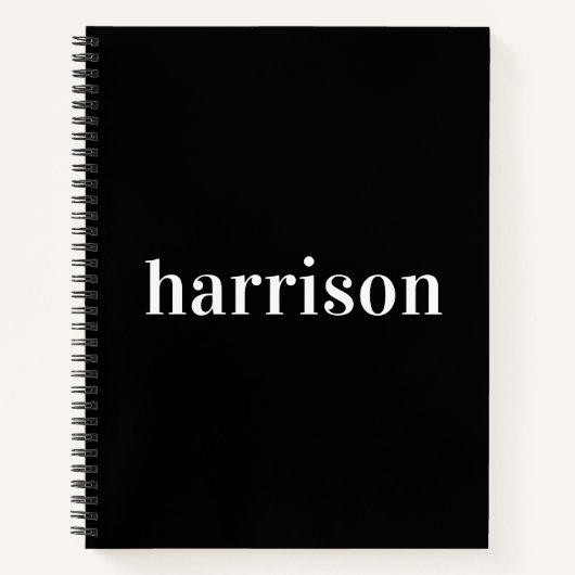 Minimaal modern zwart monogram notitieboek (Voorkant)