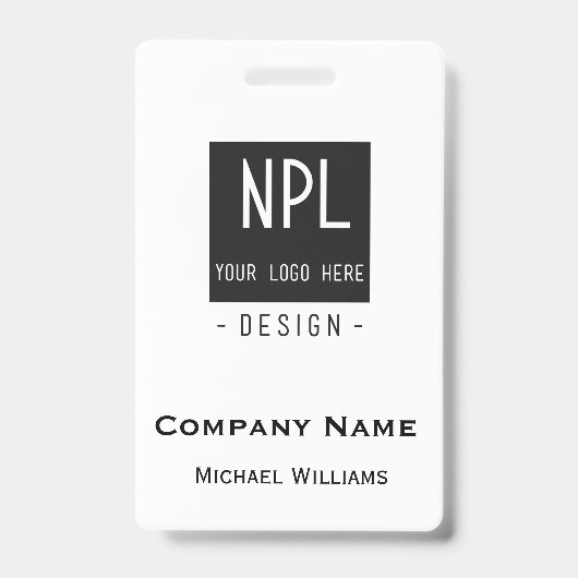 Minimaal, modern zwart-wit bedrijf of naam badge (Voorzijde)