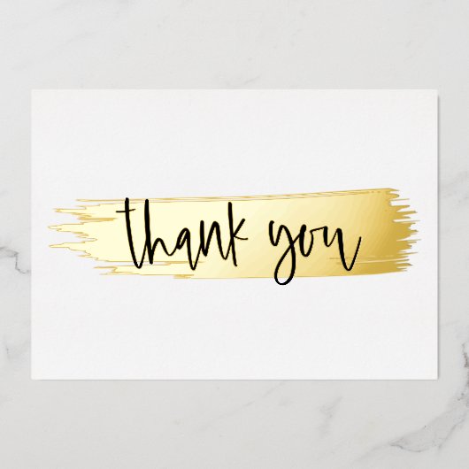 Minimaal modern zwart-wit Gold script bedankt Folie Feestdagenkaart (Voorkant)