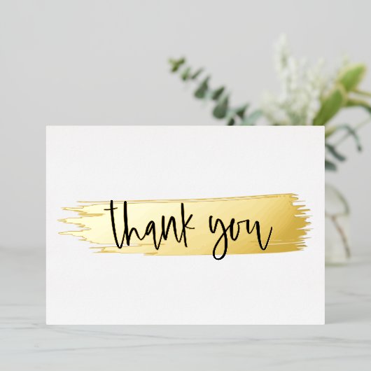 Minimaal modern zwart-wit Gold script bedankt Folie Feestdagenkaart (Staand Voorkant)