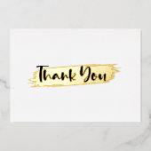 Minimaal Modern Zwart Wit Goud Script Bedankt Folie Feestdagenkaart (Voorkant)