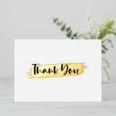 Minimaal Modern Zwart Wit Goud Script Bedankt Folie Feestdagenkaart (Staand Voorkant)