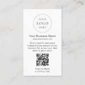 Minimaal Modern Zwart Wit Logo QR Code Foto Visitekaartje (Achterkant)