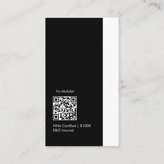 Minimaal modern zwart-wit mobiel publiek visitekaartje (Achterkant)