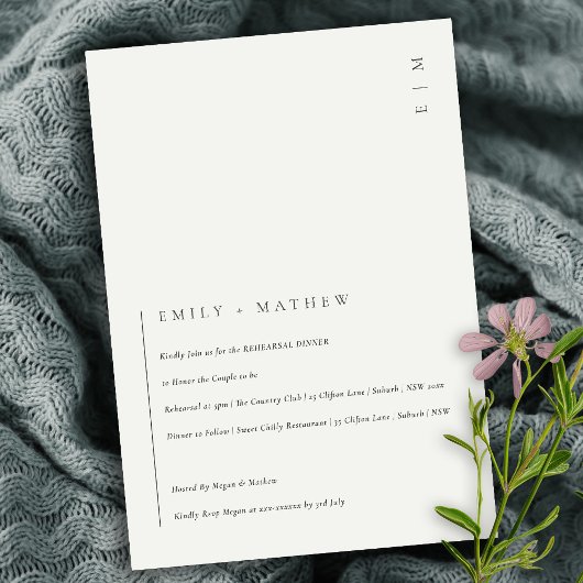 Minimaal modern zwart-wit repetitief diner bedankkaart