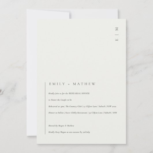 Minimaal modern zwart-wit repetitief diner bedankkaart (Voorkant)