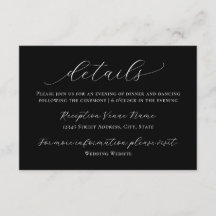 Minimaal Modern Zwart Wit Script Bruiloft Details