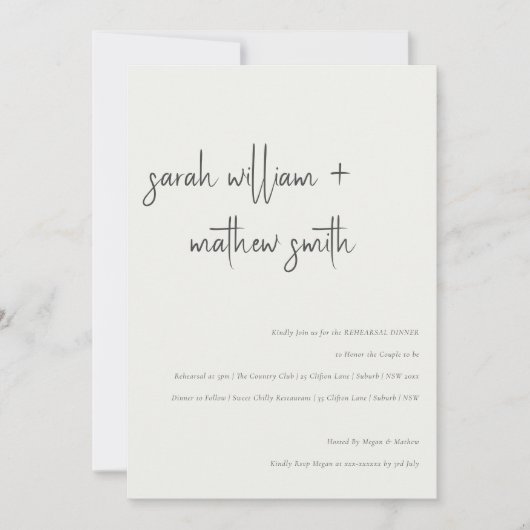 Minimaal modern zwart-wit script repetitief diner kaart (Voorkant)