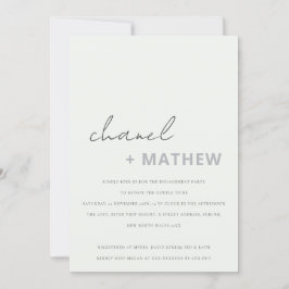 Minimaal modern zwart-witscript Verloving Kaart