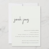 Minimaal modern zwart-witscript Vrijgezellenfeest Kaart (Voorkant)