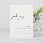 Minimaal modern zwart-witscript Vrijgezellenfeest Kaart (Staand voorkant)