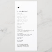 Minimaal Modern Zwart Witte Huwelijksprogramma Programmakaart (Achterkant)