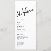 Minimaal Modern Zwart Witte Huwelijksprogramma Programmakaart (Voorkant)
