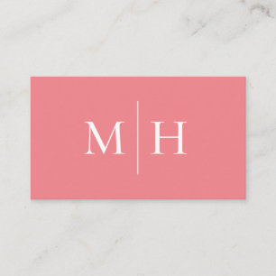 Minimaal Moderne Initialen monogram roze Visitekaartje